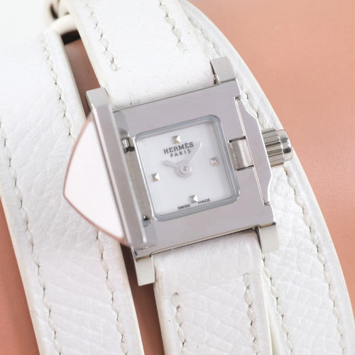 Montre Hermès - Montre Medor Rock quartz en acier laqué et cuir 58 Facettes ikr7n8