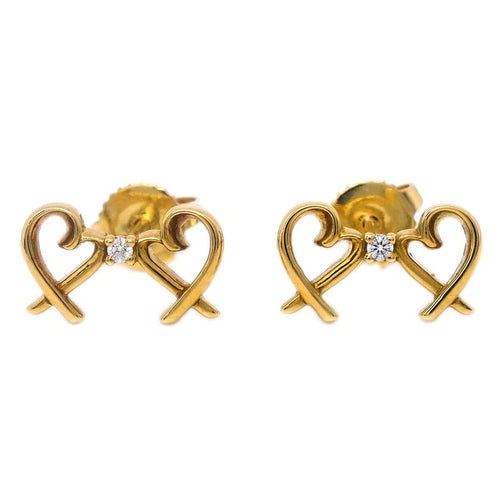 Boucles d'oreilles Tiffany & Co. Paloma Picasso - Boucles d’oreilles Double Loving Heart en or jaune et diamants 58 Facettes ws4gm5