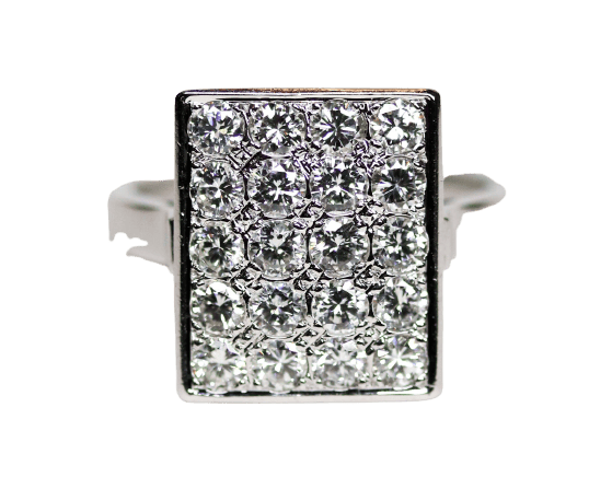 Bague 56.5 Art Déco - Bague rectangle en or blanc et diamants 58 Facettes A11240