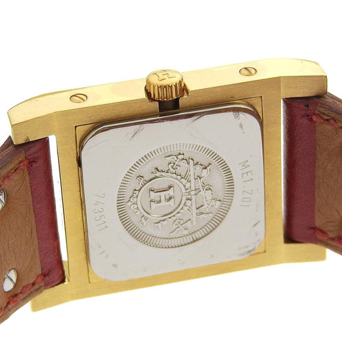 Montre Hermès Medor - Montre quartz en métal plaqué or et cuir 58 Facettes uuup2f