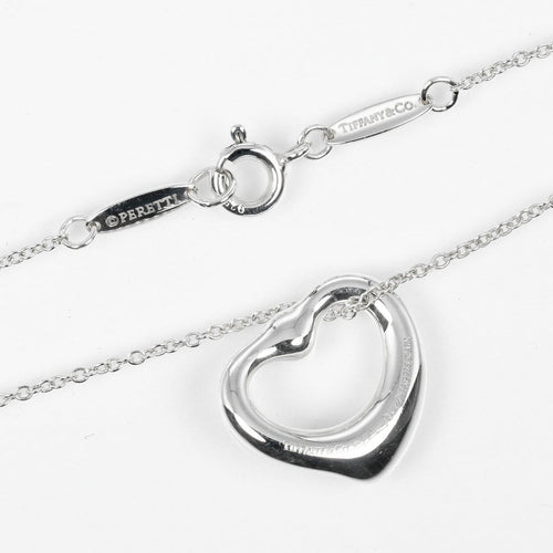 Pendentif Tiffany & Co. Elsa Peretti - Pendentif Open Heart en argent avec saphir rose 58 Facettes rkc4e0