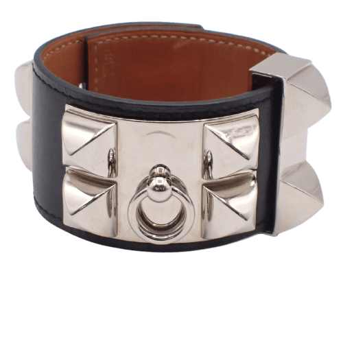 Bracelet Hermès - Bracelet Collier de Chien en cuir noir 58 Facettes tms8snkin8