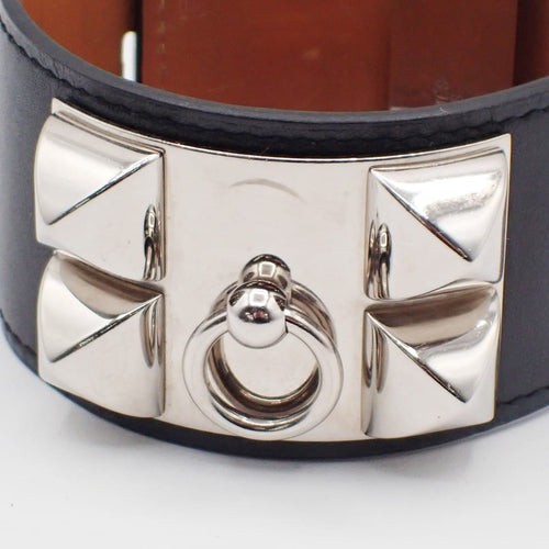 Bracelet Hermès - Bracelet Collier de Chien en cuir noir 58 Facettes tms8snkin8