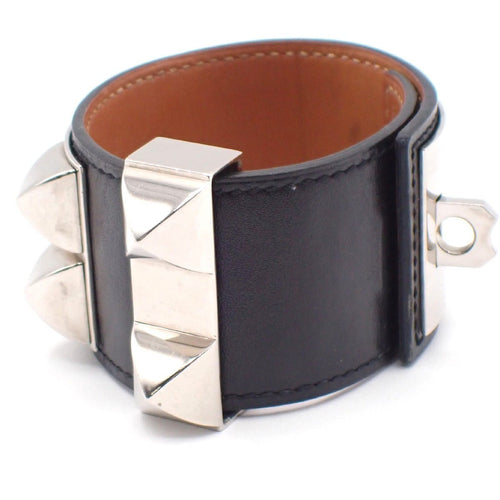 Bracelet Hermès - Bracelet Collier de Chien en cuir noir 58 Facettes tms8snkin8