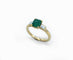 Bague 51 Solitaire - Bague en or jaune 18 carats, émeraude et diamants baguette 58 Facettes 147/13