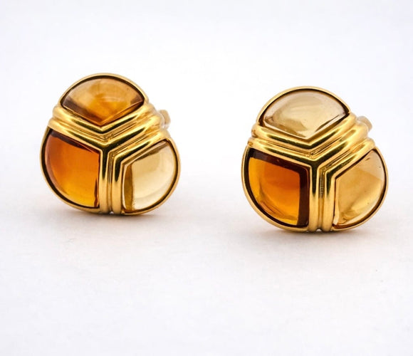 Boucles d'oreilles BVLGARI - Boucles d’oreilles clips vintage en or jaune 18 carats et citrines 58 Facettes 90790/ac12645