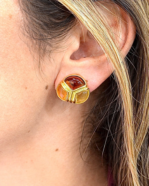Boucles d'oreilles BVLGARI - Boucles d'oreilles clip vintage en or jaune et citrines 58 Facettes 90790/ac12645