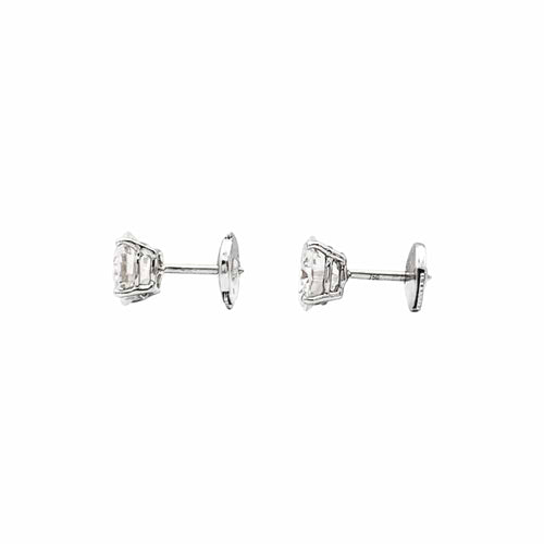 Boucles d'oreilles Puces d'oreilles diamants et or blanc. 58 Facettes 35394
