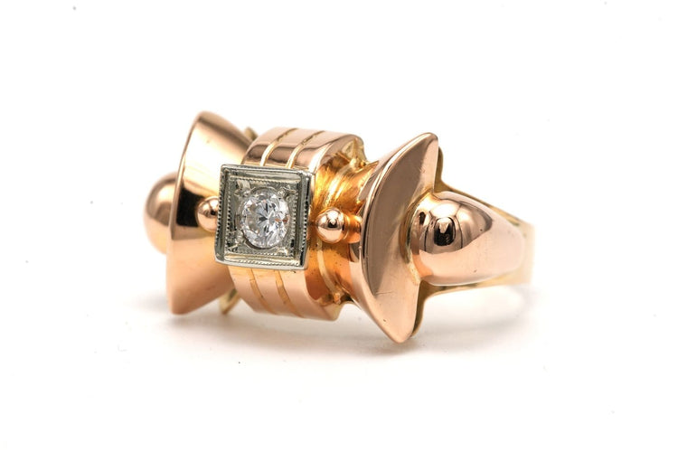 Bague 53 Bague Art déco en or jaune et diamant 58 Facettes B849
