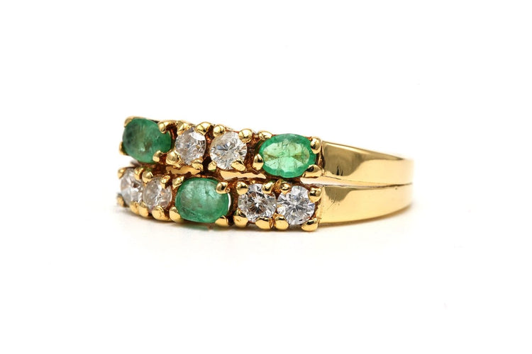 Bague 53 Bague contemporaine en or jaune avec émeraudes et diamants 58 Facettes 23689