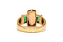 Bague 57 Bague contemporaine en or jaune 18 carats sertie d’émeraudes et topaze 58 Facettes 23581