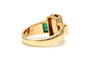 Bague 57 Bague contemporaine en or jaune 18 carats sertie d’émeraudes et topaze 58 Facettes 23581