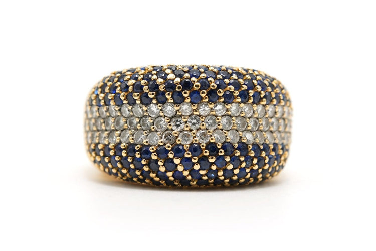 Bague 52 Bague contemporaine en or jaune 18 carats avec saphirs et diamants 58 Facettes 23694