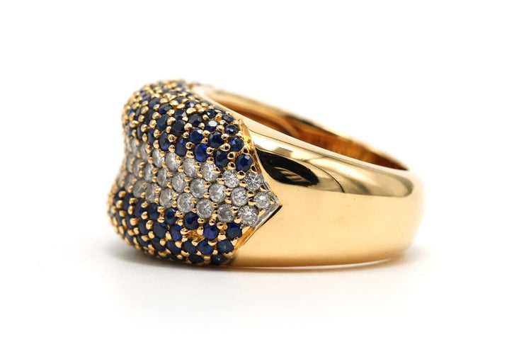 Bague 52 Bague contemporaine en or jaune 18 carats avec saphirs et diamants 58 Facettes 23694