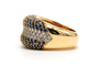 Bague 52 Bague contemporaine en or jaune 18 carats avec saphirs et diamants 58 Facettes 23694