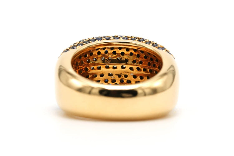 Bague 52 Bague contemporaine en or jaune 18 carats avec saphirs et diamants 58 Facettes 23694
