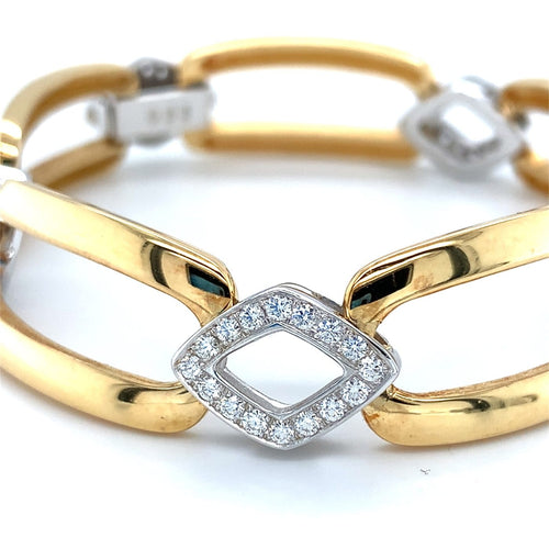 Bracelet Bracelet maillons oblongs en or bicolore 750 et diamants 58 Facettes DV 7861