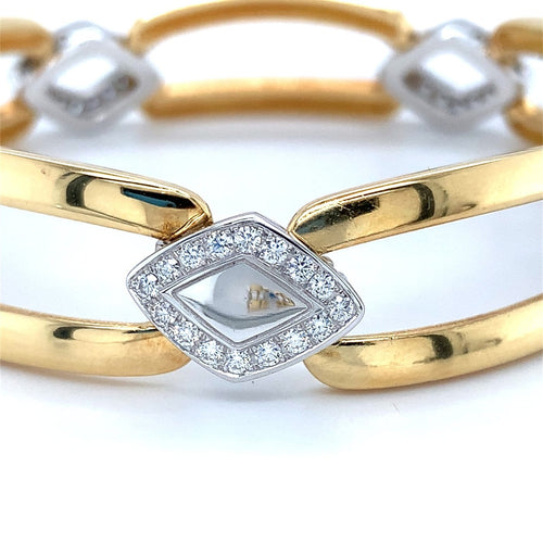 Bracelet Bracelet maillons oblongs en or bicolore 750 et diamants 58 Facettes DV 7861