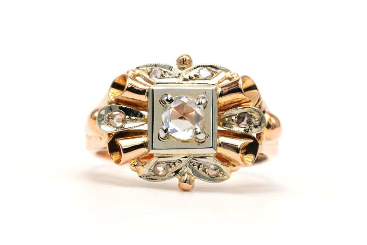 Bague 57 Art déco - Bague en or jaune et or blanc avec diamants 58 Facettes 23706