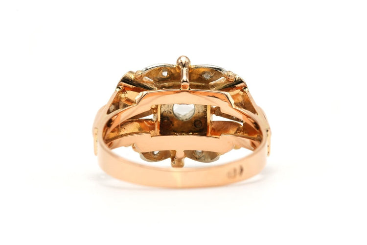 Bague 57 Art déco - Bague en or jaune et or blanc avec diamants 58 Facettes 23706