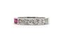 Bague 52 Alliance américaine années 70 en or blanc 18 carats, rubis et diamants 58 Facettes 23716