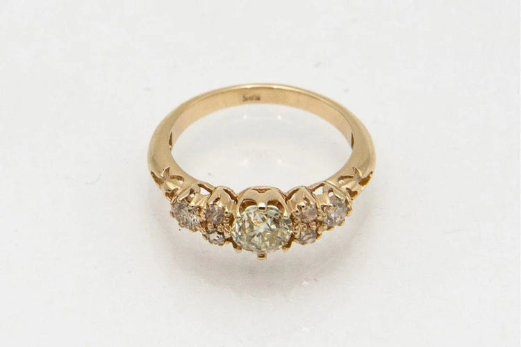 Bague 54 Bague - Diamant taille ancienne 1,20 ct en or jaune 58 Facettes 9601