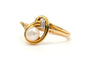Bague 49 Bague contemporaine en or jaune 18 carats avec perle et diamant baguette 58 Facettes B642