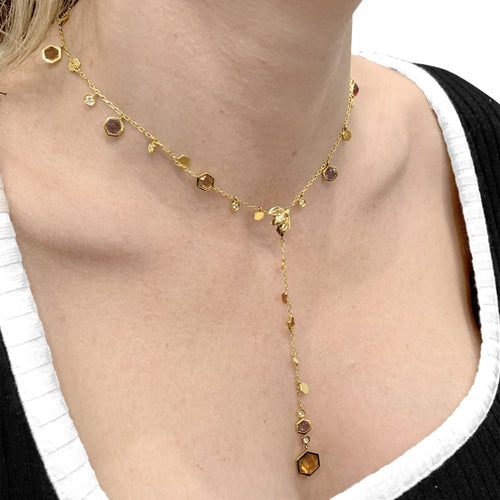 Collier Collier Piaget, "Magic Garden Limelight", or jaune, diamants, pierres de couleur. 58 Facettes 35552