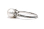 Bague 57 Bague Art déco en or blanc 18 carats, perle et diamants taille 8/8 58 Facettes B854