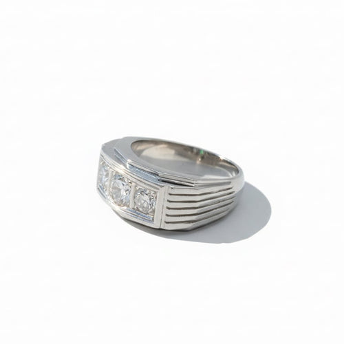 Bague 57 Art Déco - Bague en platine sertie de diamants 1,17 ct 58 Facettes 1.0001302/1