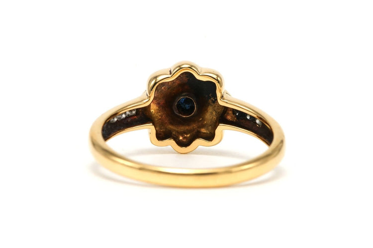 Bague 54 Bague en or jaune 18 carats, saphir et diamants 58 Facettes B855