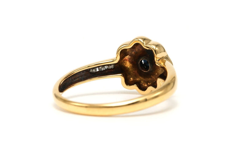 Bague 54 Bague en or jaune 18 carats, saphir et diamants 58 Facettes B855