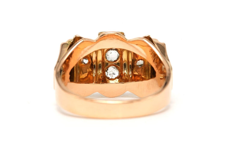 Bague 54 Bague Art déco en or jaune 18 carats sertie de diamants taille rose 58 Facettes 23741