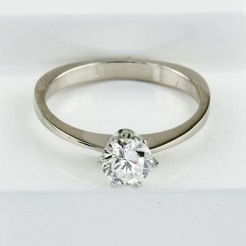 Bague 54 Bague de fiançailles - Solitaire en or blanc 750 avec diamant 58 Facettes 2295