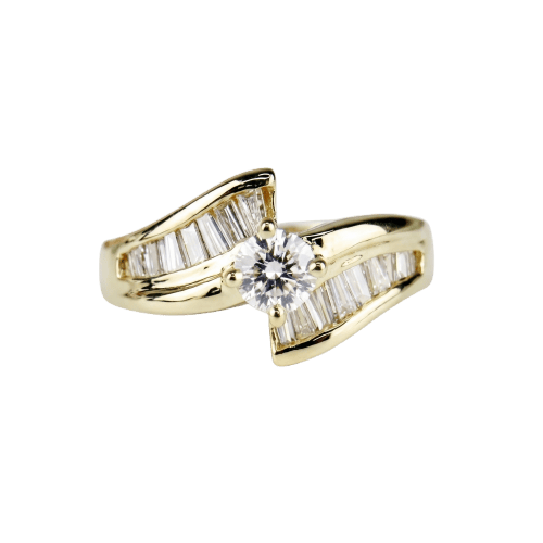 Bague 52.5 Bague halo en or jaune 18 carats avec diamants 58 Facettes 2058