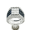 Bague 54 Bague cocktail en or blanc 750 avec saphirs et diamants taille princesse 58 Facettes 1710