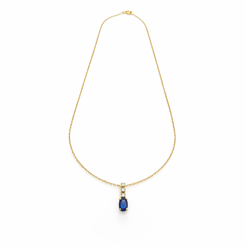 Collier Collier - Pendentif en or jaune 18 carats saphir et diamants 58 Facettes Collier en or saphir et diamants