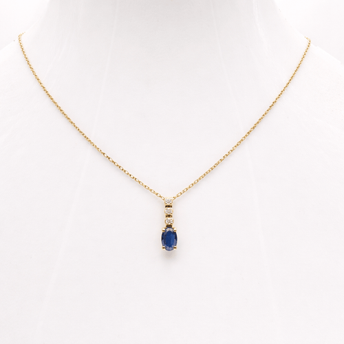 Collier Collier - Pendentif en or jaune 18 carats saphir et diamants 58 Facettes Collier en or saphir et diamants