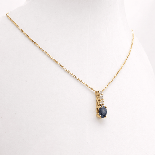 Collier Collier - Pendentif en or jaune 18 carats saphir et diamants 58 Facettes Collier en or saphir et diamants