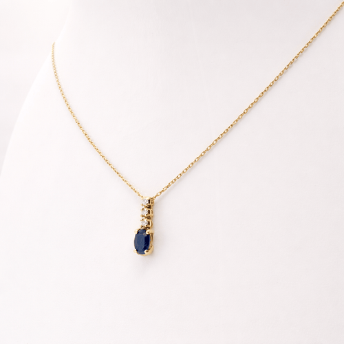 Collier Collier - Pendentif en or jaune 18 carats saphir et diamants 58 Facettes Collier en or saphir et diamants