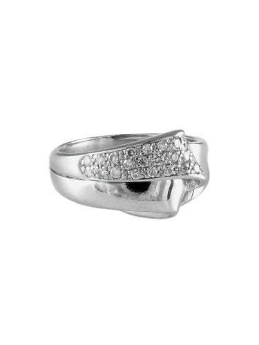 Bague 57 Ruban - Bague pavée de diamants en or blanc 58 Facettes BO/160025