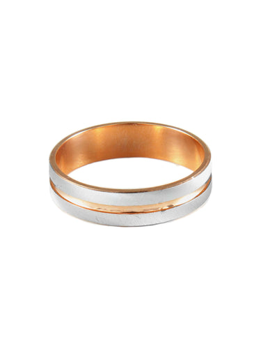 Bague 55 Alliance - Bague en or rose et blanc 58 Facettes AL220