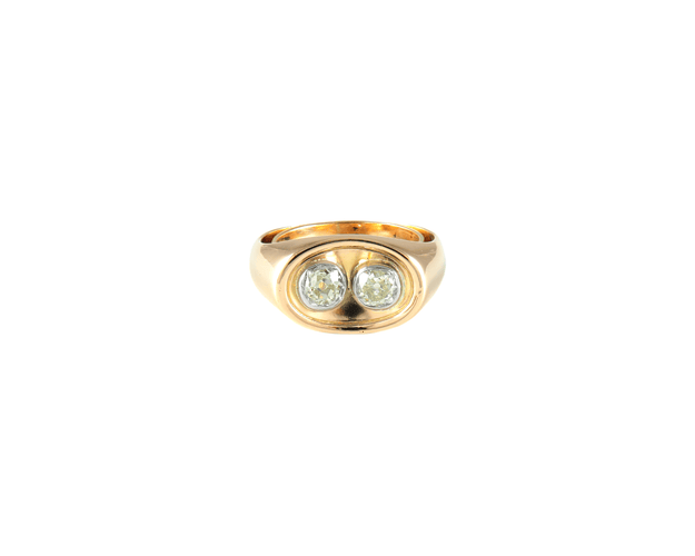 Bague 53 Toi & Moi - Bague vintage en or jaune diamants 58 Facettes BO/210025