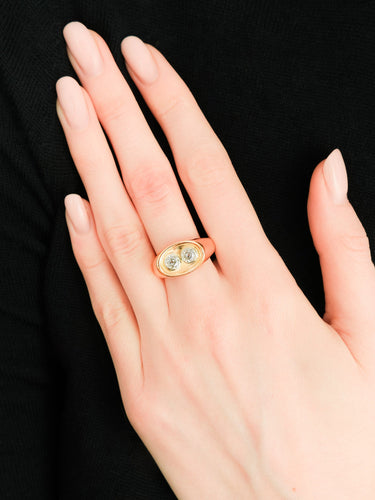 Bague 53 Toi & Moi - Bague vintage en or jaune diamants 58 Facettes BO/210025