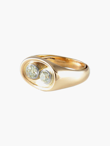 Bague 53 Toi & Moi - Bague vintage en or jaune diamants 58 Facettes BO/210025