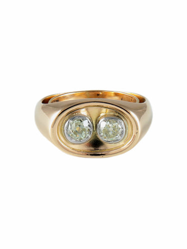 Bague 53 Toi & Moi - Bague vintage en or jaune diamants 58 Facettes BO/210025