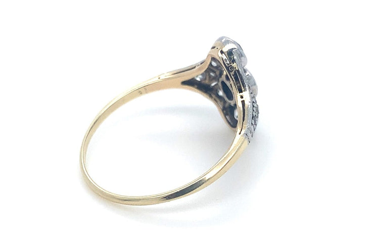Bague 57 Art déco - Bague en or jaune, platine et diamants 58 Facettes 12024