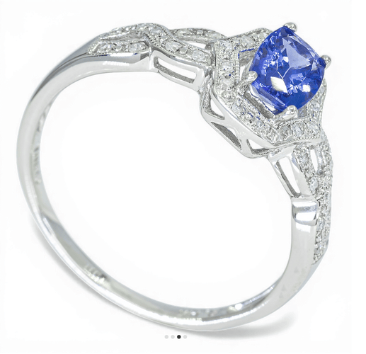 Bague Bague cocktail en or blanc 14K avec diamants et tanzanite 1,36 ct 58 Facettes AZ07