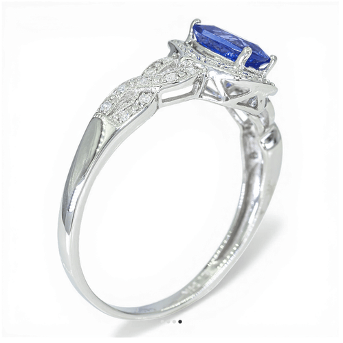 Bague Bague cocktail en or blanc 14K avec diamants et tanzanite 1,36 ct 58 Facettes AZ07