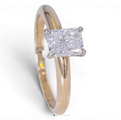 Bague Bague solitaire bicolore en or 14K avec diamant 0,80 ct 58 Facettes ah29